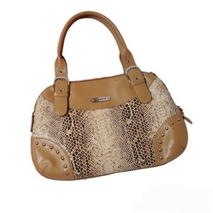 Sharif Snakeskin Leather Neutral Tan Shoulder Bag